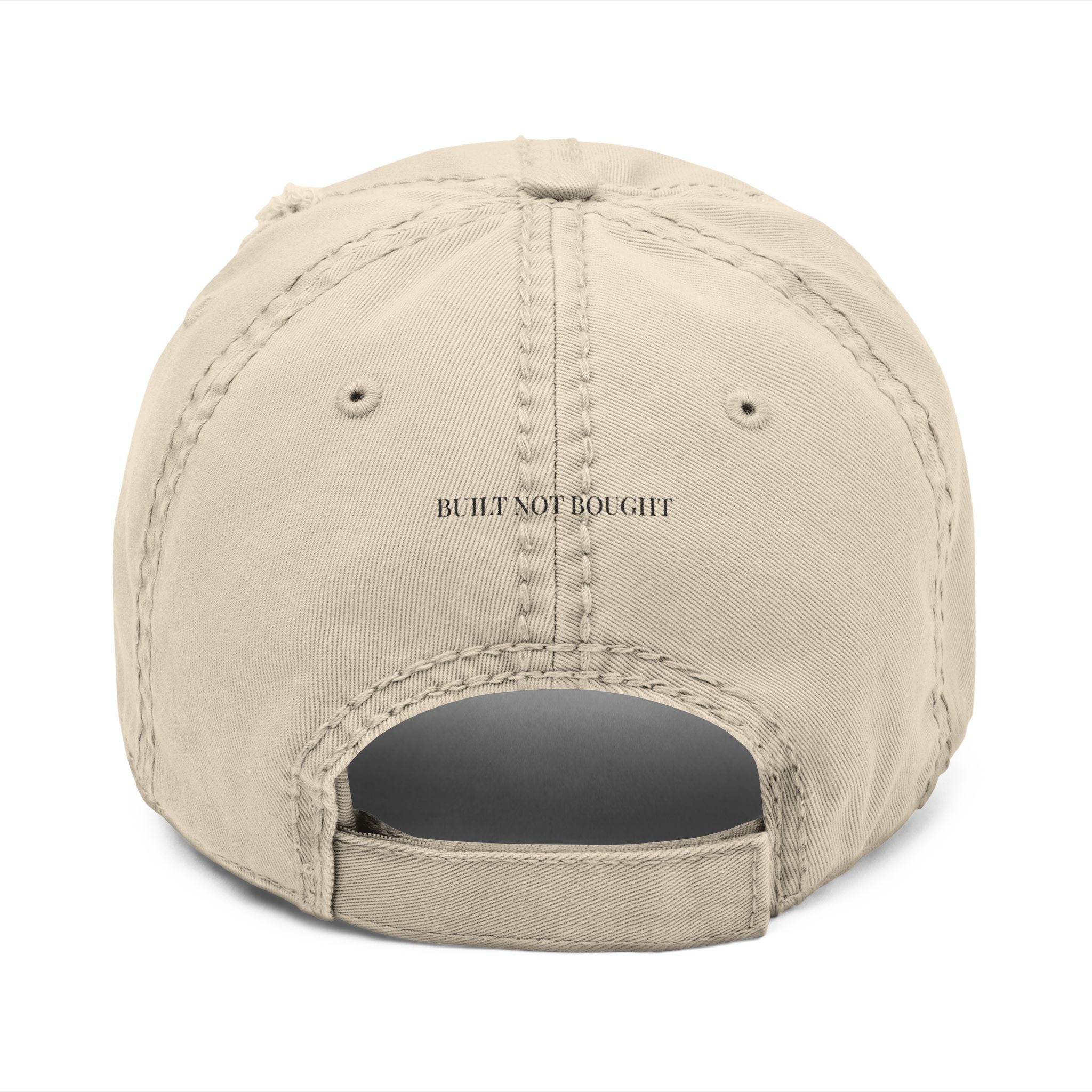 CEO Mode | Built Not Bought Embroidered Distressed Dad Hat (Khaki)