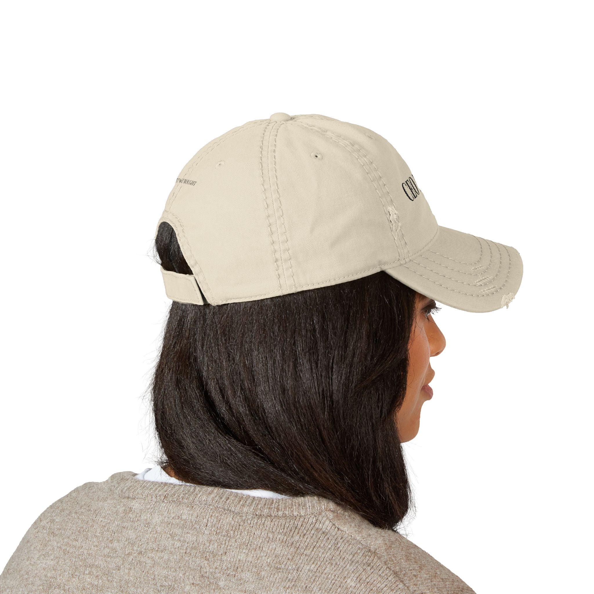 CEO Mode | Built Not Bought Embroidered Distressed Dad Hat (Khaki)